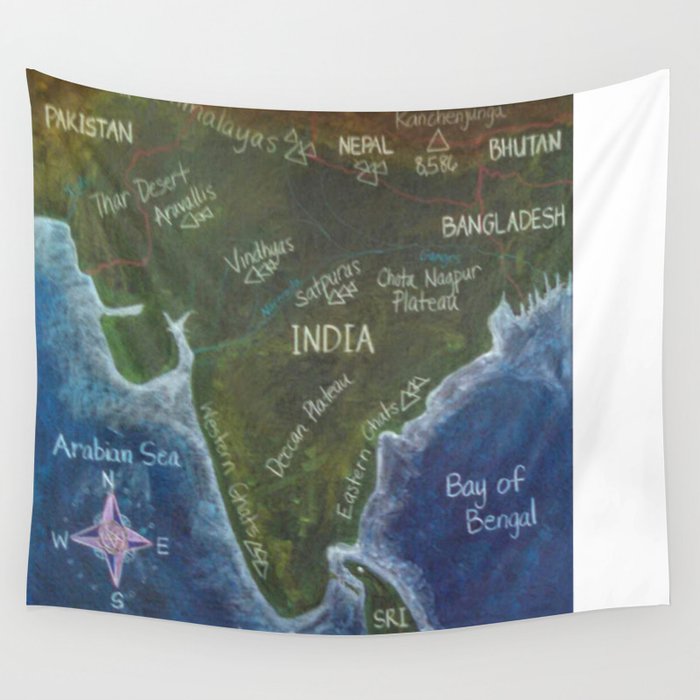 Map of India Wall Tapestry by Brusling  Society6