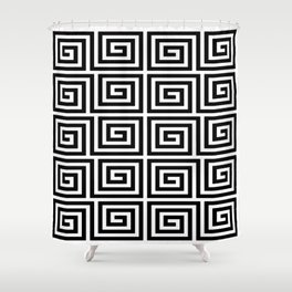Greek Key Pattern 122 Black and White Shower Curtain