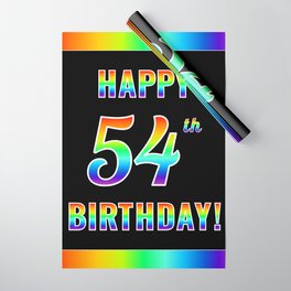 [ Thumbnail: Fun, Colorful, Rainbow Spectrum “HAPPY 54th BIRTHDAY!” Wrapping Paper ]