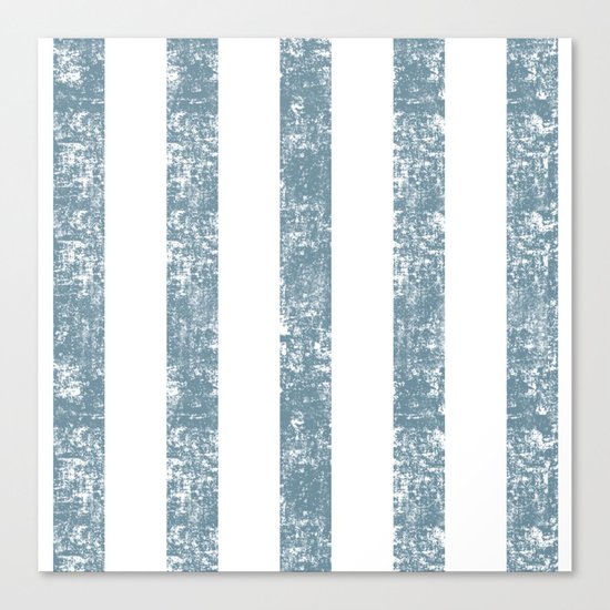 Maritime Navy Beach Pattern- Blue and White Stripes- Vertical - Canvas Print