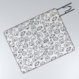 Cute Black and White Dog Lineart pattern Picnic Blanket
