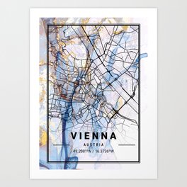 Vienna - Austria Camomile Marble Map Art Print