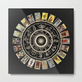 The Major Arcana & The Wheel of the Zodiac Metal Print | Starsigns, Fortunetelling, Majorarcana, Astrologymap, Zodiacwheel, Thesun, Occult, Drawing, Moon, Tarot 