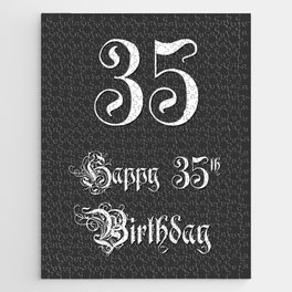 [ Thumbnail: Happy 35th Birthday - Fancy, Ornate, Intricate Look Jigsaw Puzzle ]