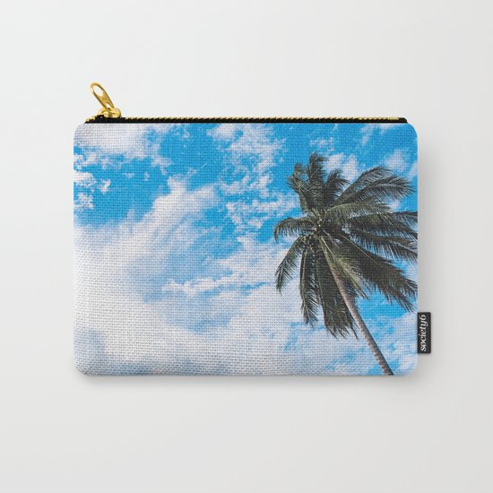 Palm Tree under Blue and White Carry-All Pouch