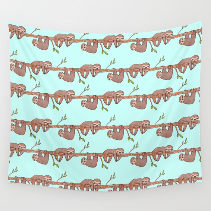 Lazy Baby Sloth Pattern Wall Tapestry