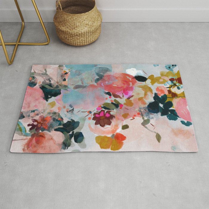 floral bloom abstract painting Rug