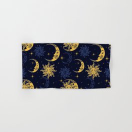 Sun and moon pattern gold and navy Hand & Bath Towel