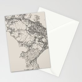 Yokosuka, Japan - Black and White City Map Stationery Card