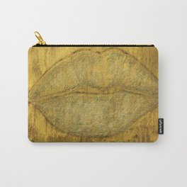 Gold glitter lips-salon art-sparkle-wall art-painting-black and gold-girly stuff-abstract Carry-All Pouch