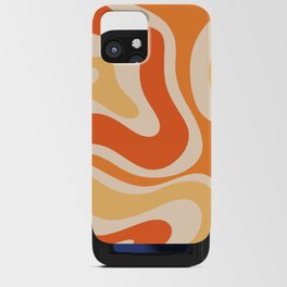 Retro Modern Liquid Swirl Abstract Pattern Square in Tangerine Orange Tones iPhone Card Case