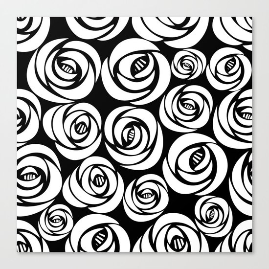 black background with white flowers Canvas Print