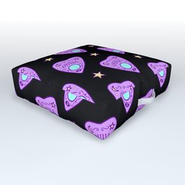 Planchette Pattern on Black Outdoor Floor Cushion