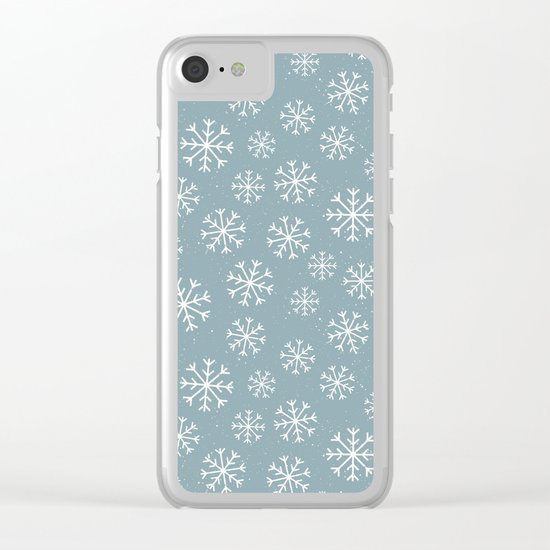 Merry Christmas Wintertime - Snowflakes pattern Clear iPhone Case