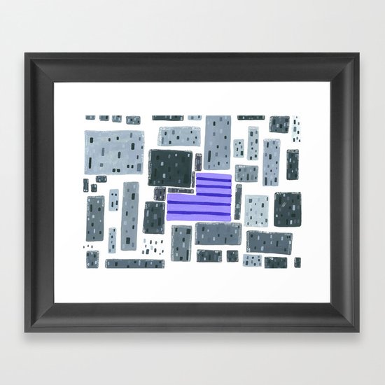 Derelict City, Lavender Field Framed Art Print