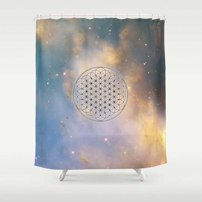 Nebula Flower of Life Shower Curtain