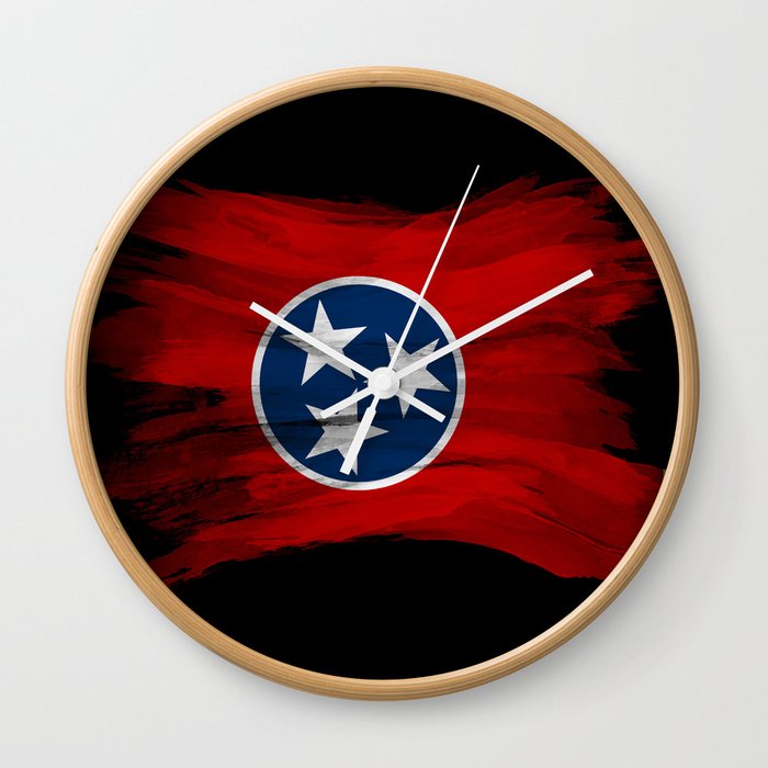 Tennessee state flag brush stroke, Tennessee flag background Wall Clock