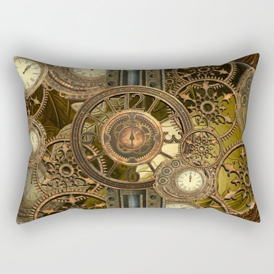 Steampunk, awesome clocks Rectangular Pillow