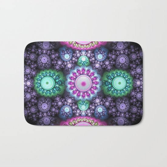 Decorative round patterns, fractal abstract Bath Mat