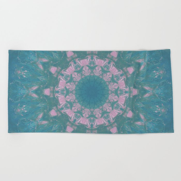 Navajo Turquoise Gemstone Mandala No. 40 Beach Towel