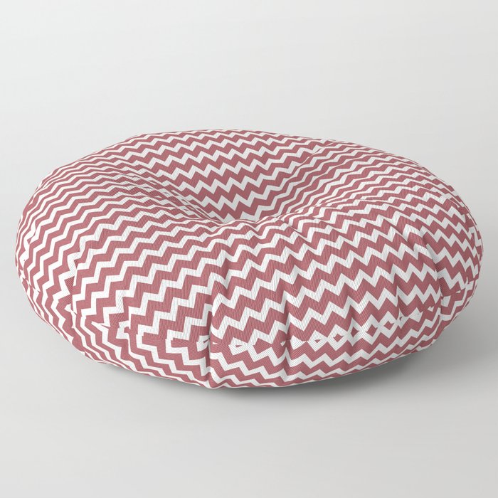 Red and Off White Chevron Zigzag Line Pattern 2021 Color of the Year Passionate & Bohemian Lace Floor Pillow