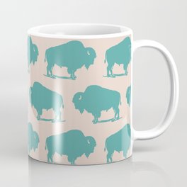 Buffalo Bison Pattern Turquoise and Beige Mug