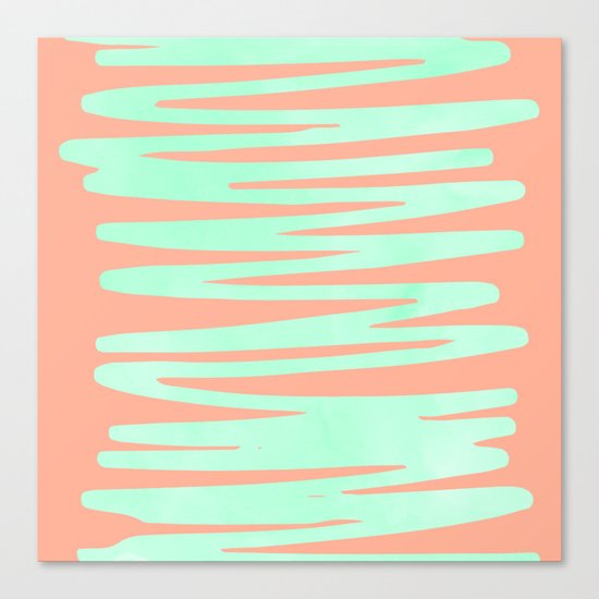 Sweet Life Soft Serve Peach Coral + Mint Meringue Canvas Print
