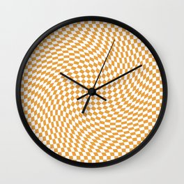 Mini Checkerboard - White & Gold - Swirl Wall Clock