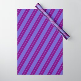 [ Thumbnail: Purple and Slate Blue Colored Striped/Lined Pattern Wrapping Paper ]