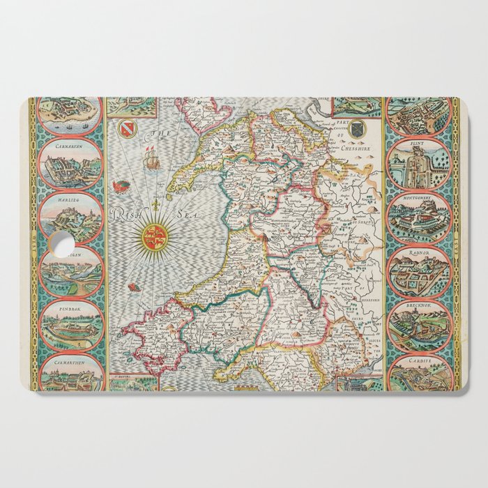Vintage map of Wales Cutting Board
