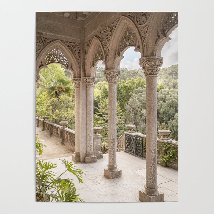 Monseratte Palace Arches | Botanical Garden Photography Art Print | Old Architecture in Sintra, Portugal Poster