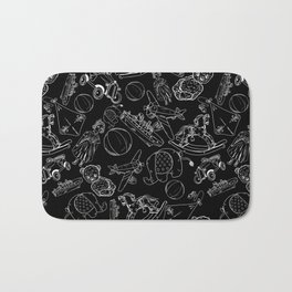 Black and White Toys Outline Pattern Bath Mat