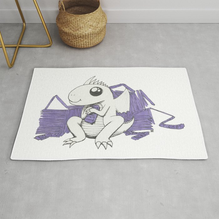 Baby Dragon Hoards Carnival Tickets Rug