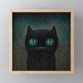 Night Cat2 Framed Mini Art Print