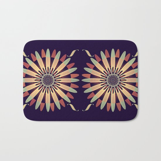 Graphic Floral Design Bath Mat