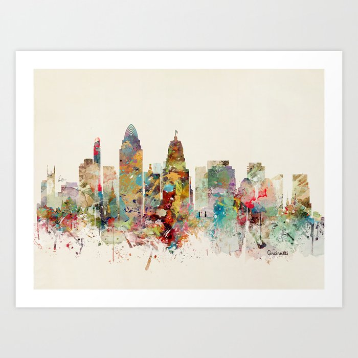 Cincinnati Skyline Art Print By Bribuckley Society6