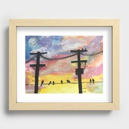 Cotton Candy Sky and Birds  Recessed Framed Print