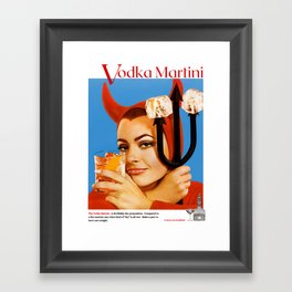 Devilishly dry vodka martini, devil pitchfork vintage advertisement poster / posters Framed Art Print