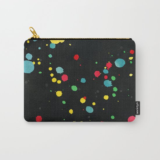 Watercolor splatters on black Carry-All Pouch