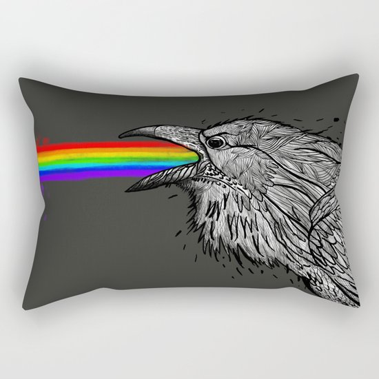 Rainbow Raven is sick of you Rectangular Pillow