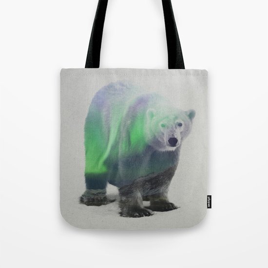 Polar Bear In The Aurora Borealis Tote Bag