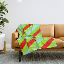 [ Thumbnail: Turquoise, Chartreuse, Red & Light Green Colored Lines/Stripes Pattern Throw Blanket ]