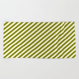 [ Thumbnail: Green and Beige Colored Stripes Pattern Beach Towel ]