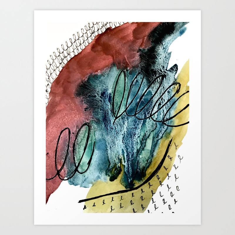 Motion An Abstract Mixed Media Piece In Muted Primary Colors Art