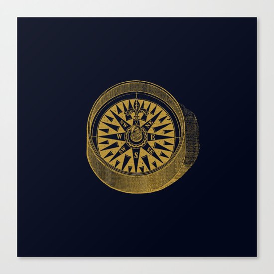 The golden compass I- maritime print with gold ornament Canvas Print