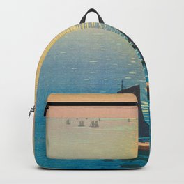 Glittering Sea (Hikaru Umi) Hiroshi Yoshida Modern Japanese Woodblock Print Backpack | Print, Painting, Yoshida, Hiroshi, Acrylic, Digital, Woodblock, Oil, Glitteringsea, Modern 