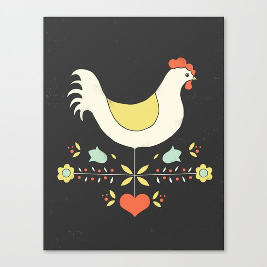 Folk Chicken Canvas Print