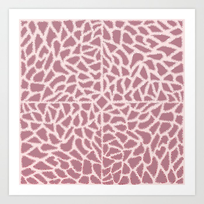 Girly Modern Pink Glitter Abstract Mosaic Geo Art Art Print