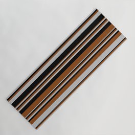 [ Thumbnail: Brown, Grey, and Black Colored Lines Pattern Yoga Mat ]