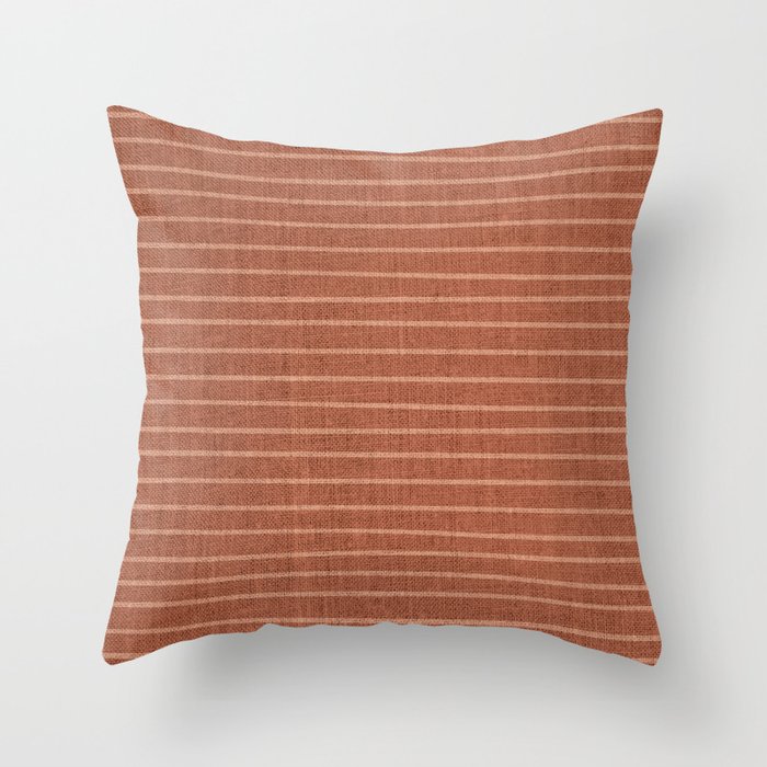 Boho, Minimal, Line Art, Stripes, Terracotta Throw Pillow